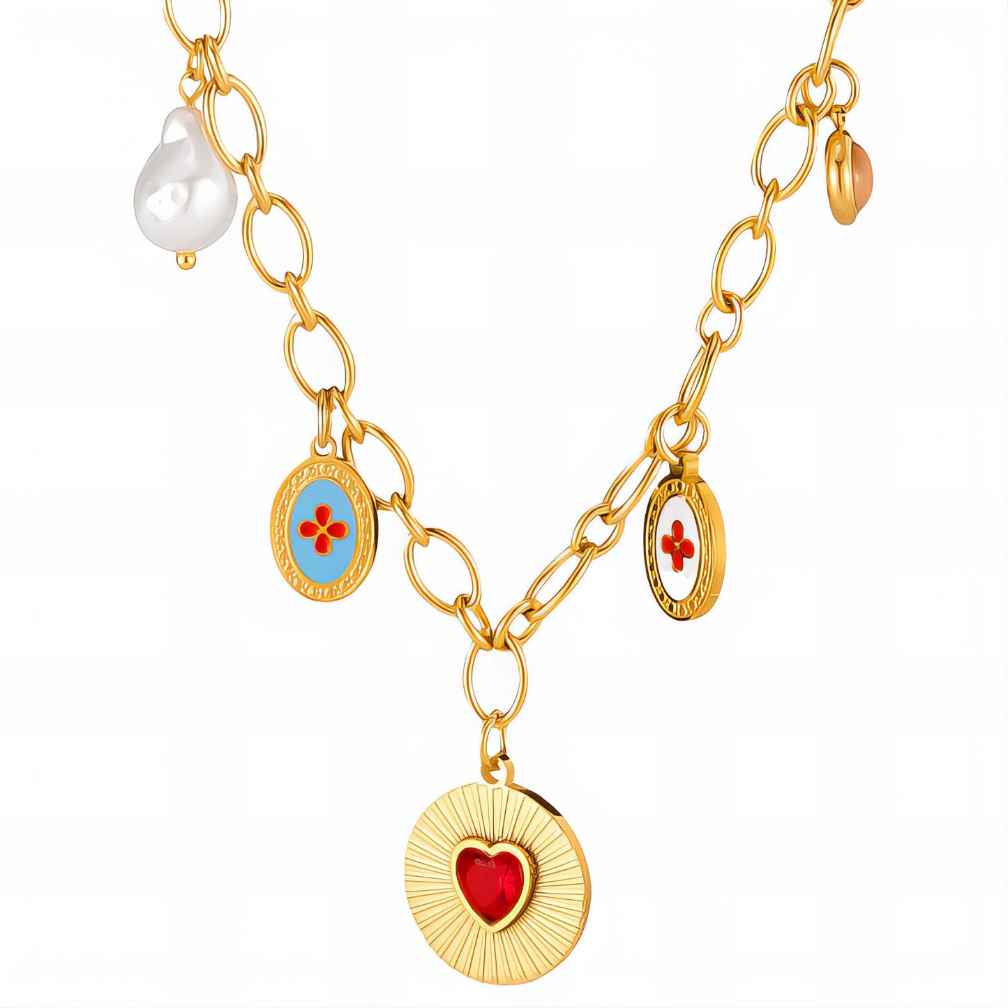Heart Necklace, 18K Gold Plated Steel