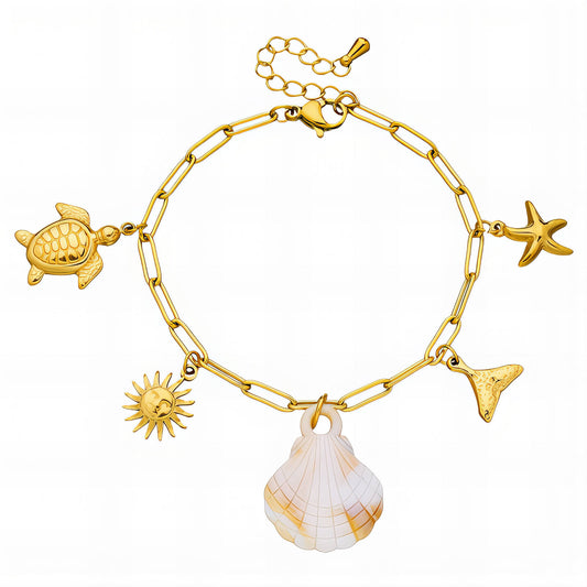 Seashell Bracelet, 18K Gold Plated Steel