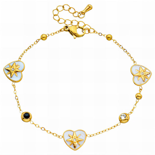 Hearts Bracelet, 18K Gold Plated Steel