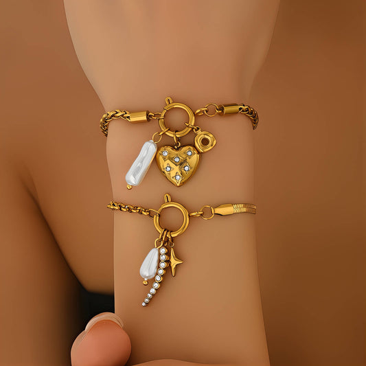 Star Bracelet, 18K Gold Plated Steel