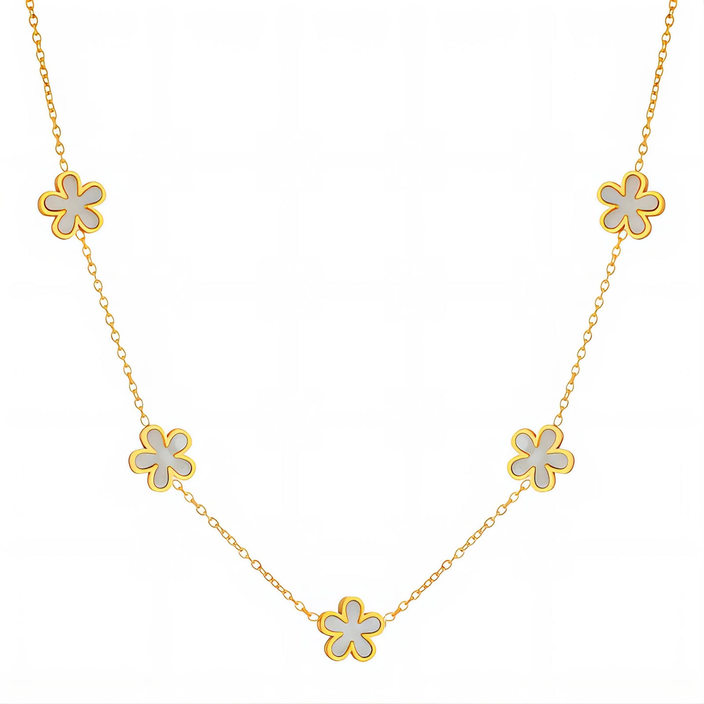 Flower Meadow Necklace, 18K Gold Plated Steel