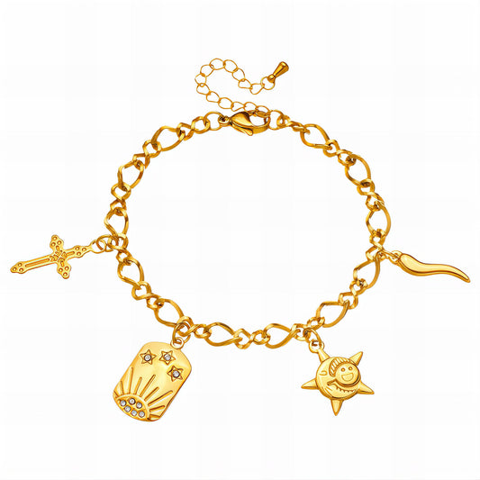 Bracelet, 18K Gold Plated Steel