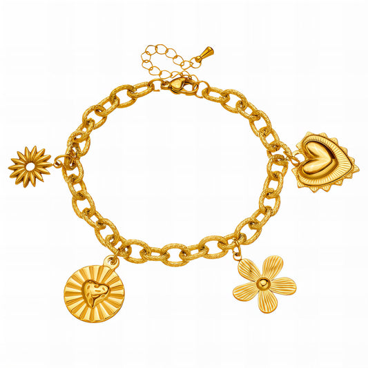 Bracelet, 18K Gold Plated Steel