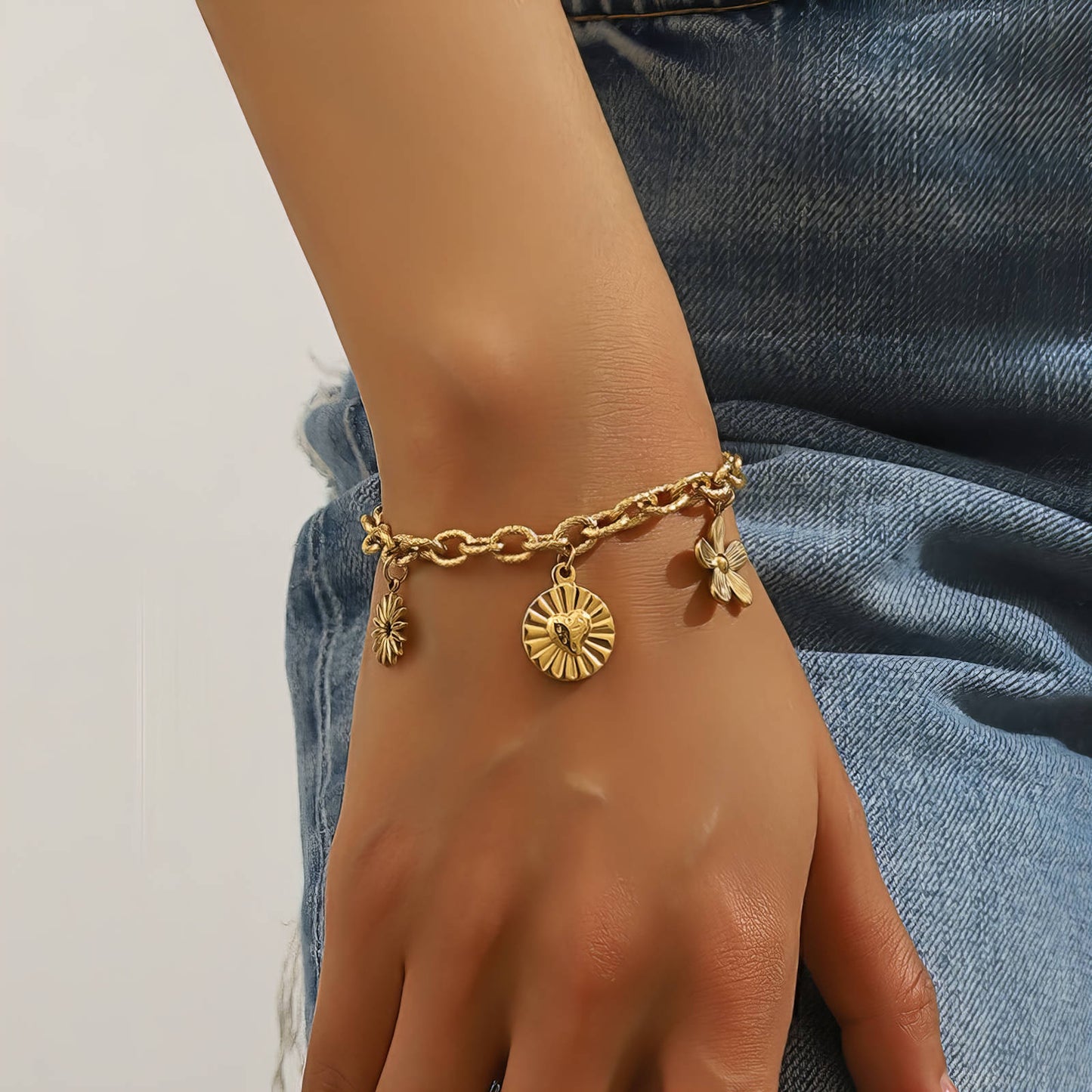 Bracelet, 18K Gold Plated Steel