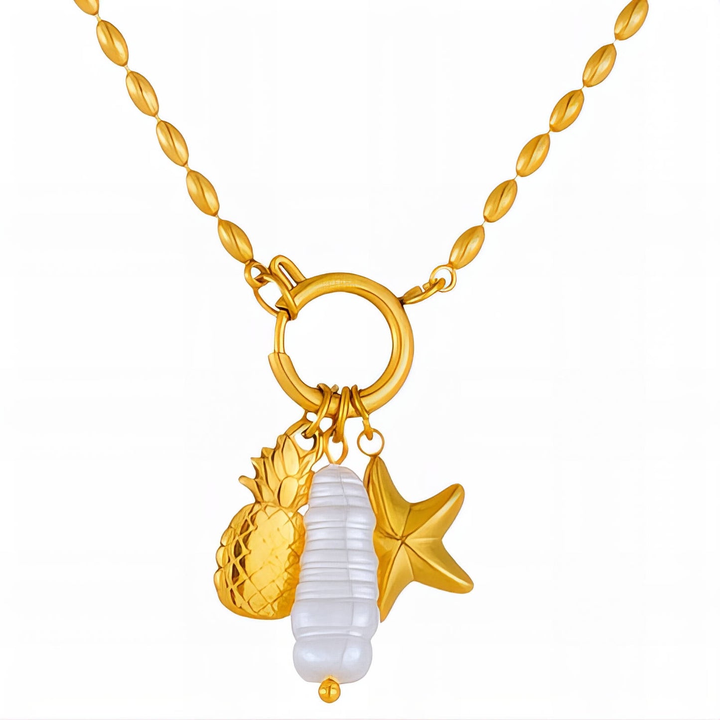 Starfish Necklace, 18K Gold Plated Steel