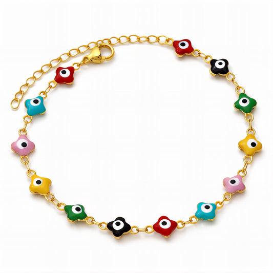 Evil Eye PVD Gold-Plated Steel Bracelet