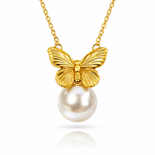 Butterflie PVD Gold-Plated Steel Necklace