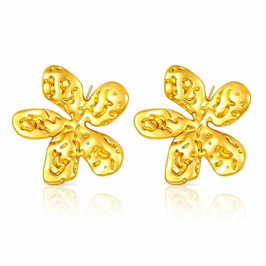 Flowers Earrings, 18K Gold Plated Steel