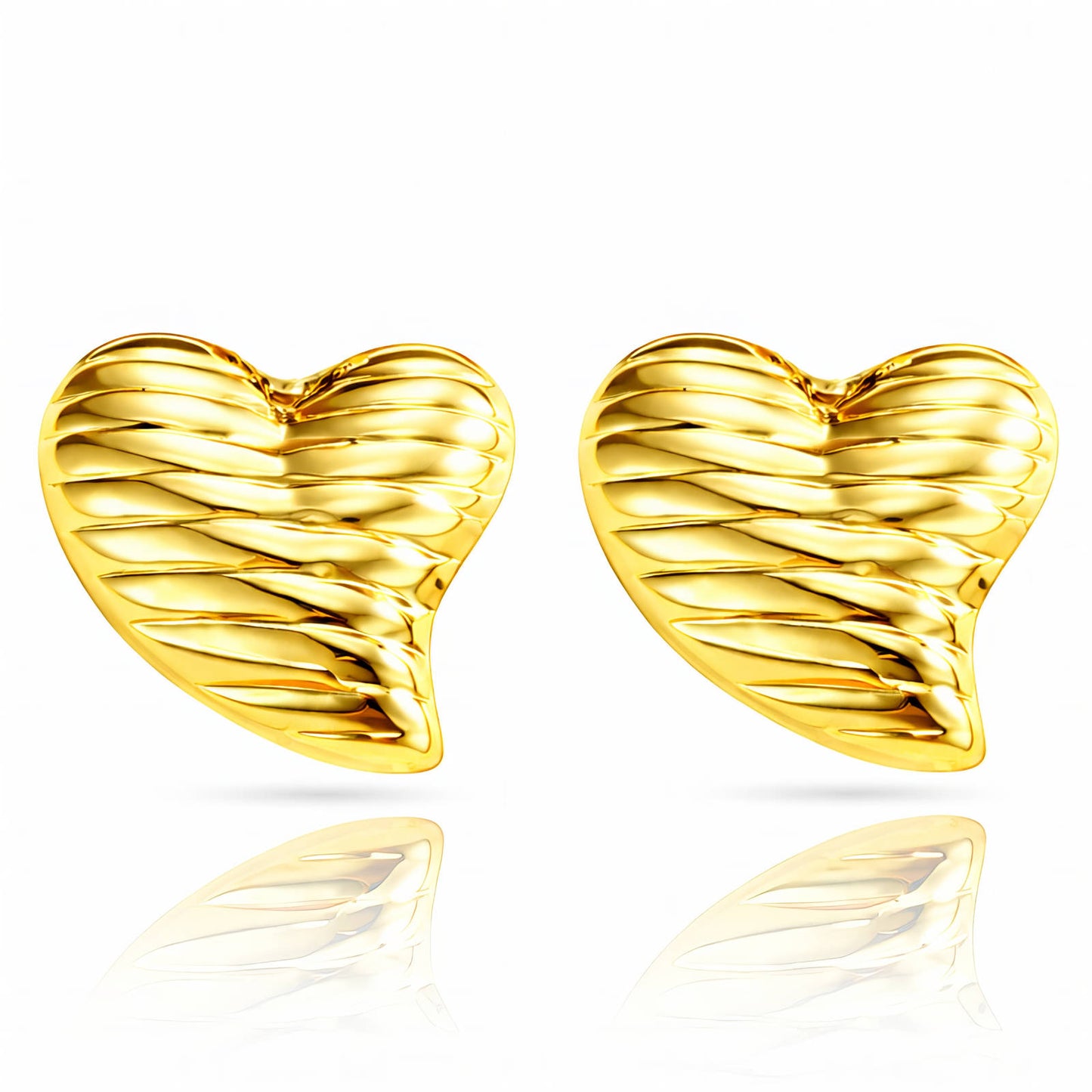 Hearts Earrings, 18K Gold Plated Steel