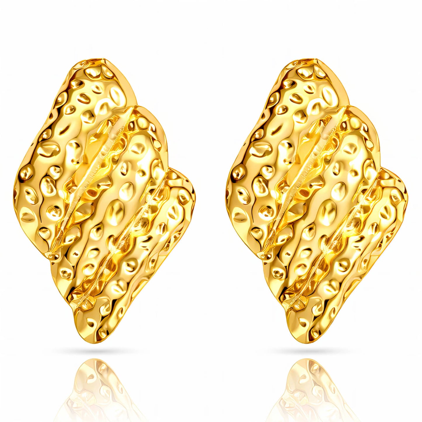 Earrings, 18K Gold Plated Steel