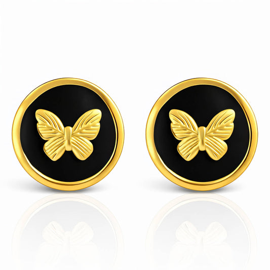 Butterflies Earrings, 18K Gold Plated Steel