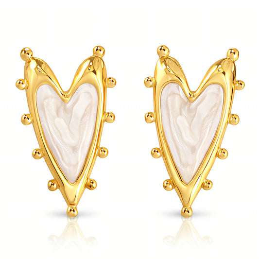 Hearts Earrings, 18K Gold Plated Steel