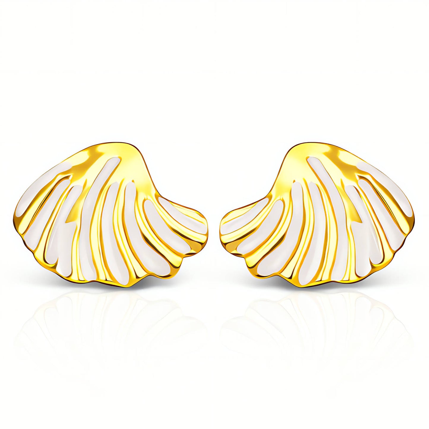 Seashells Earrings, 18K Gold Plated Steel