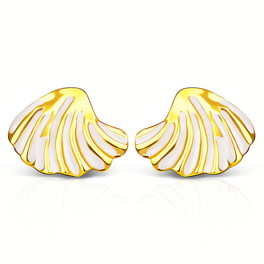Seashells Earrings, 18K Gold Plated Steel