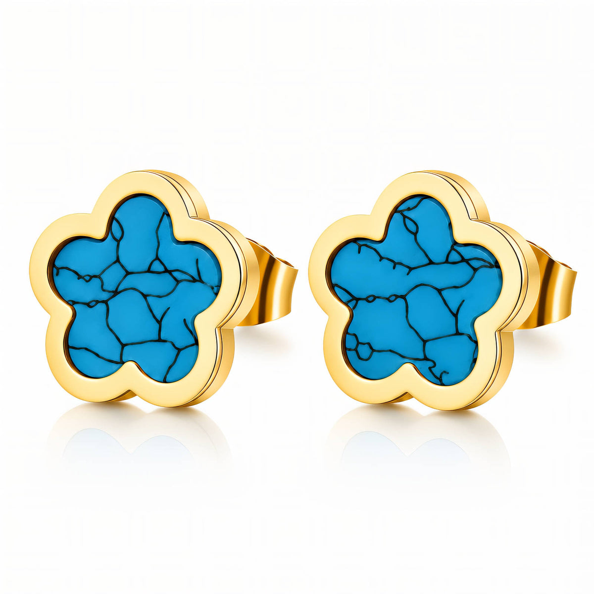 Flowers PVD Gold-Plated Steel Earrings