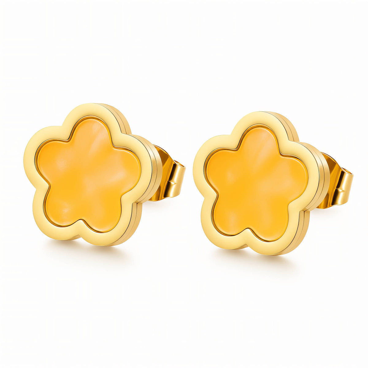 Flowers PVD Gold-Plated Steel Earrings