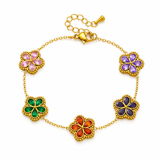 Flower Meadow PVD Gold-Plated Steel Bracelet