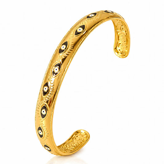 Evil Eye PVD Gold-Plated Steel Bracelet