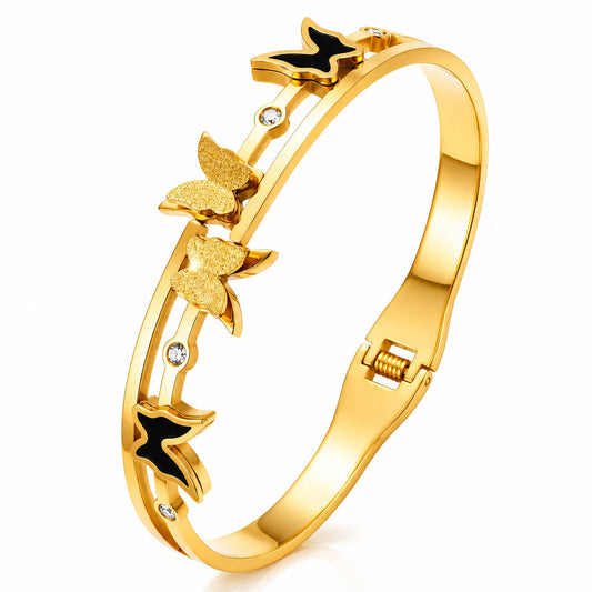 Butterflies PVD Gold-Plated Steel Bracelet