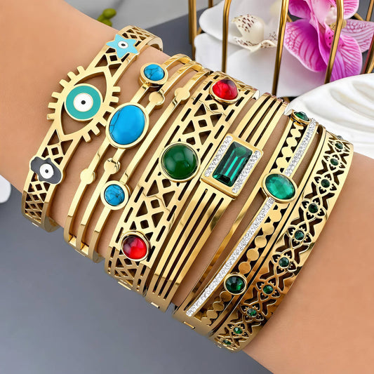Flower Meadow PVD Gold-Plated Steel Bracelet