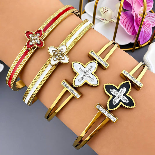 Flower PVD Gold-Plated Steel Bracelet