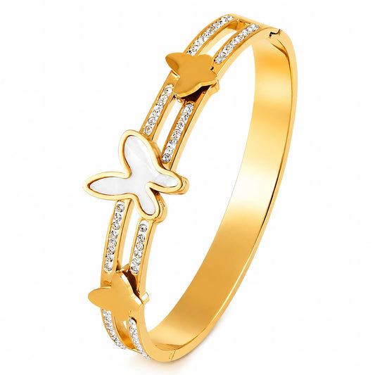 Butterflies PVD Gold-Plated Steel Bracelet