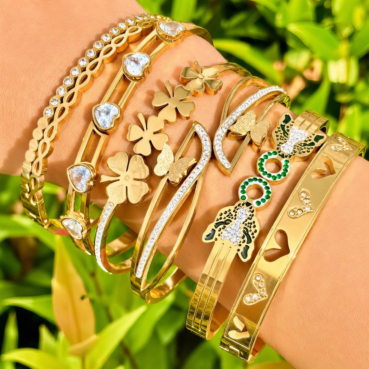 Hearts PVD Gold-Plated Steel Bracelet