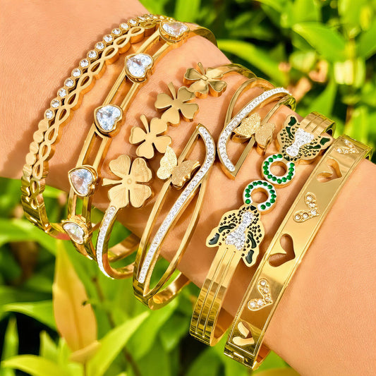 Hearts PVD Gold-Plated Steel Bracelet