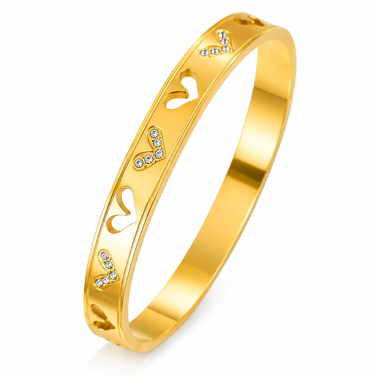 Hearts PVD Gold-Plated Steel Bracelet
