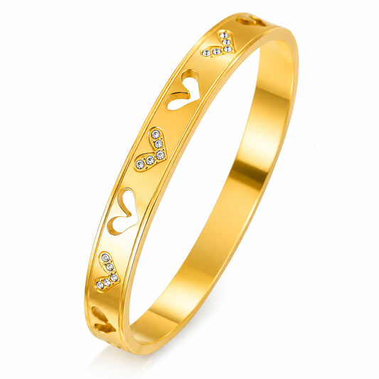 Hearts PVD Gold-Plated Steel Bracelet