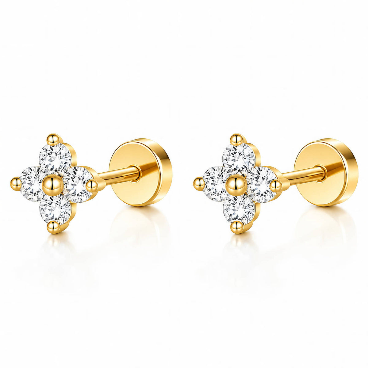 Flowers PVD Gold-Plated Brass Earrings