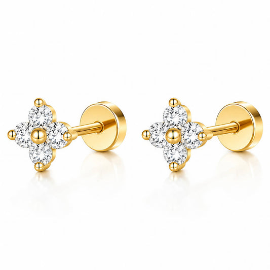 Flowers PVD Gold-Plated Brass Earrings