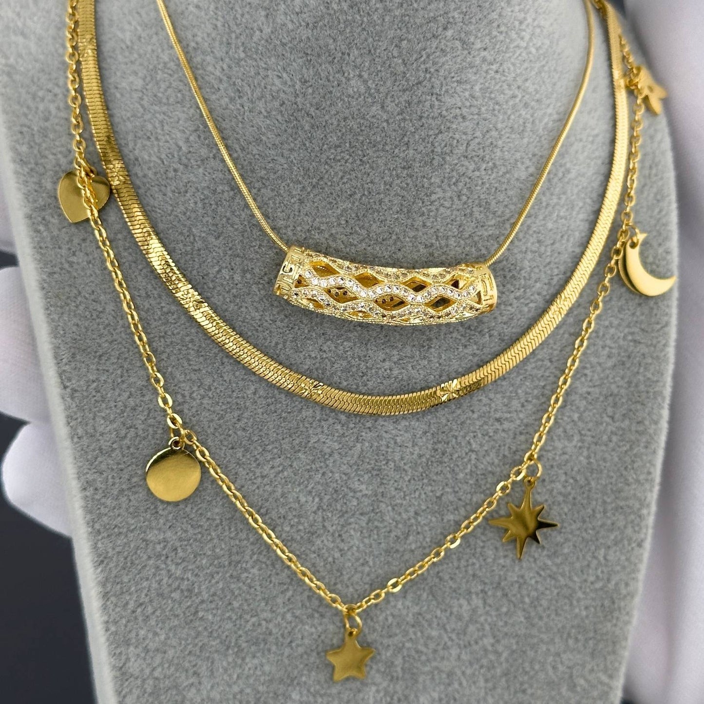 Necklace, 18K Gold Plated Steel