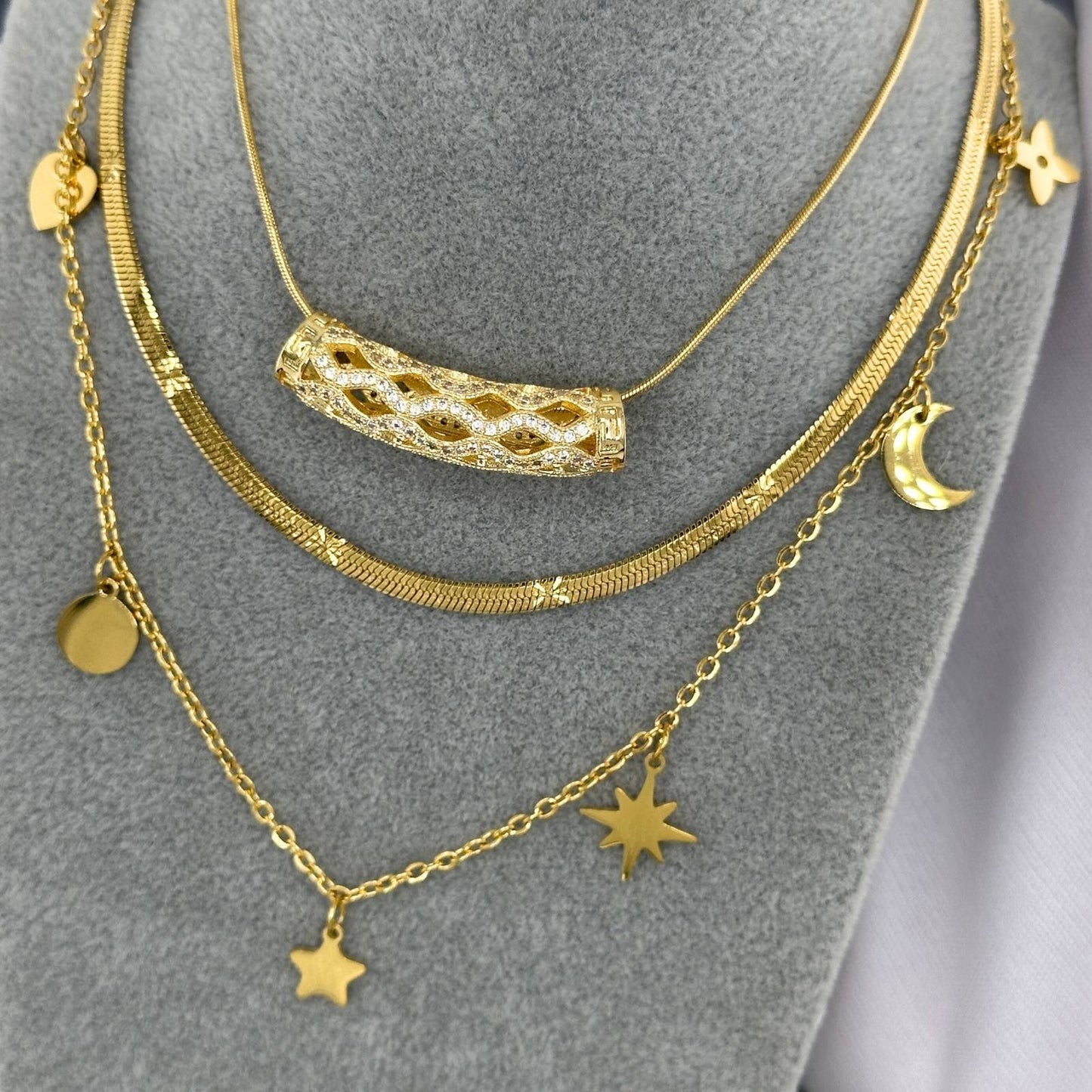 Necklace, 18K Gold Plated Steel