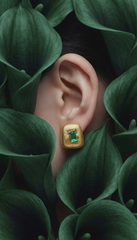 Earrings, 18K Gold Plated Brass